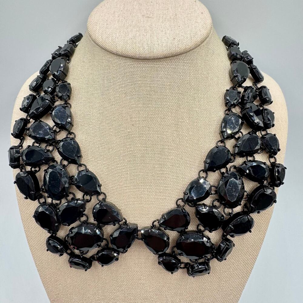 Kate Spade New York Plaza Anthee Collar Necklace Black Rhinestone Signed Rare - Picture 6 of 14